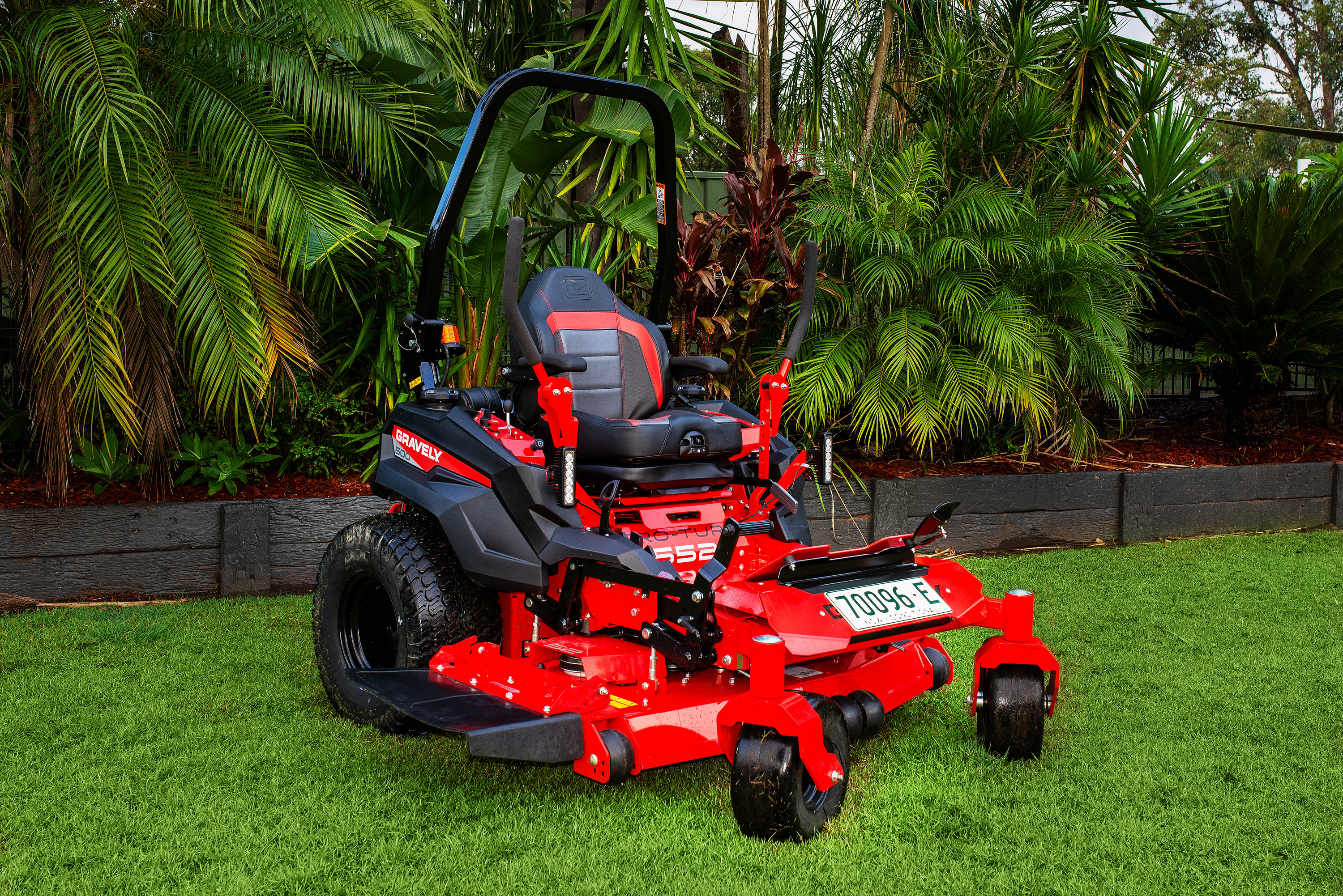 Gravely ride-on mower on a freshly cut lawn in Australia
